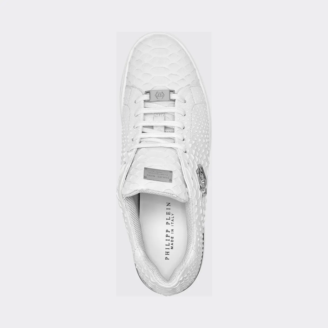 Philipp plein Python Print Leather Sneakers with Hexagon White (FAASMSC3155PLE029P01) (2)