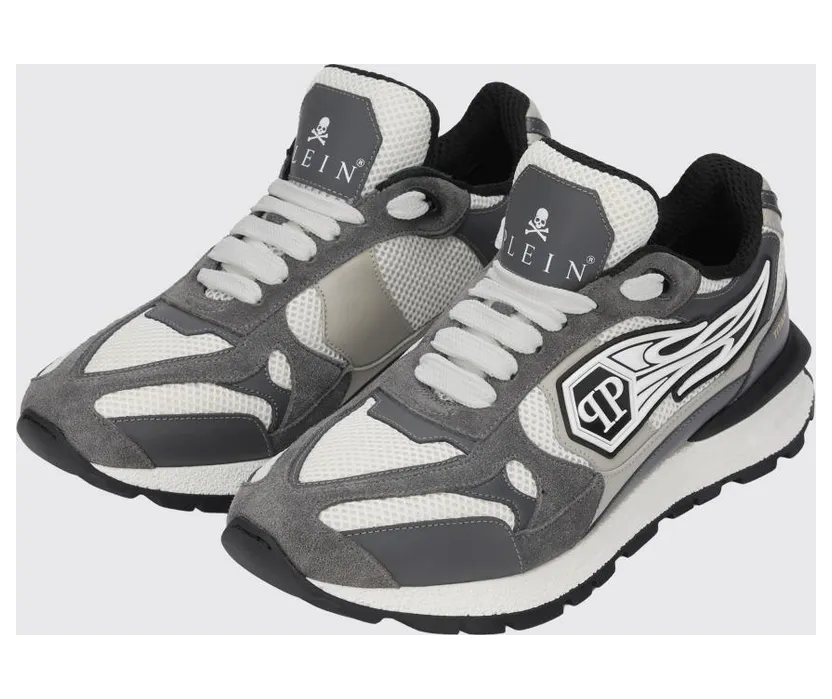 Philipp plein Leather and Mesh Sneakers Grey (SAFSMSC4074PLE022N10)