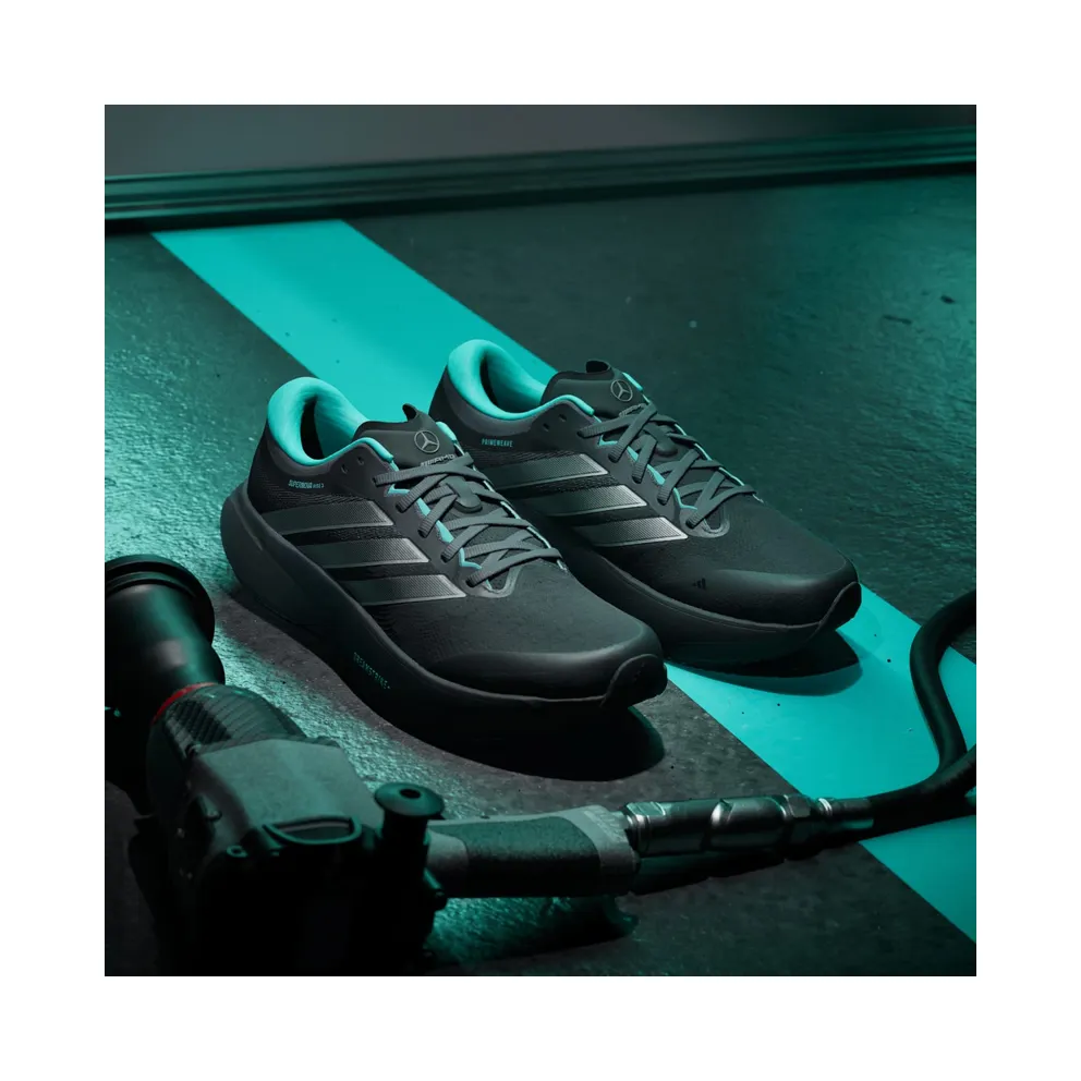 Adidas SUPERNOVA RISE 3 MERCEDES AMG PETRONAS F1 TEAM Shoes Core Black / Silver Metallic / Semi Mint Rush (KJ3671)