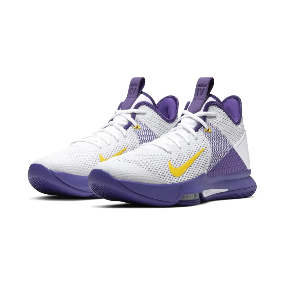 Nike LeBron Witness 4 White/Voltage Purple White/Voltage Purple-Pure Platinum-Metallic Gold (BV7427-100)