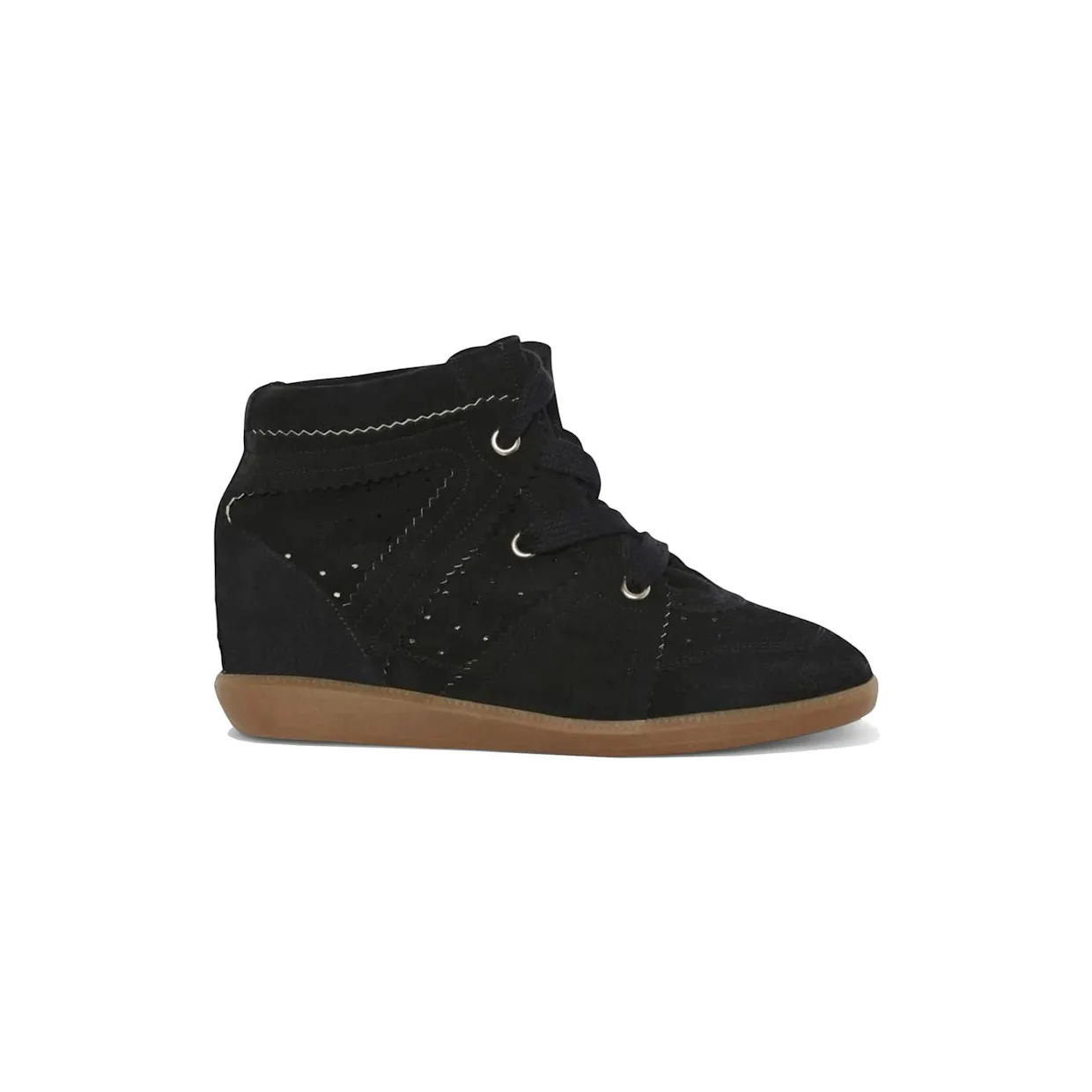 Isabel Marant Bobby Suede Calfskin Leather Wedge Sneakers Black (BK0011FA-A1E20S-01BK)