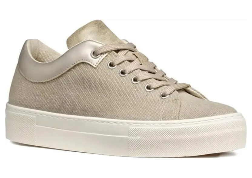 Geox Claudin A sneakers met metallic vlak en plateauzool – Beige (D35VWA01054)