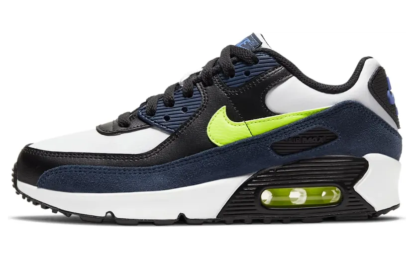 Nike Air Max 90 Leather Midnight Navy Volt (GS) (CD6864-401)