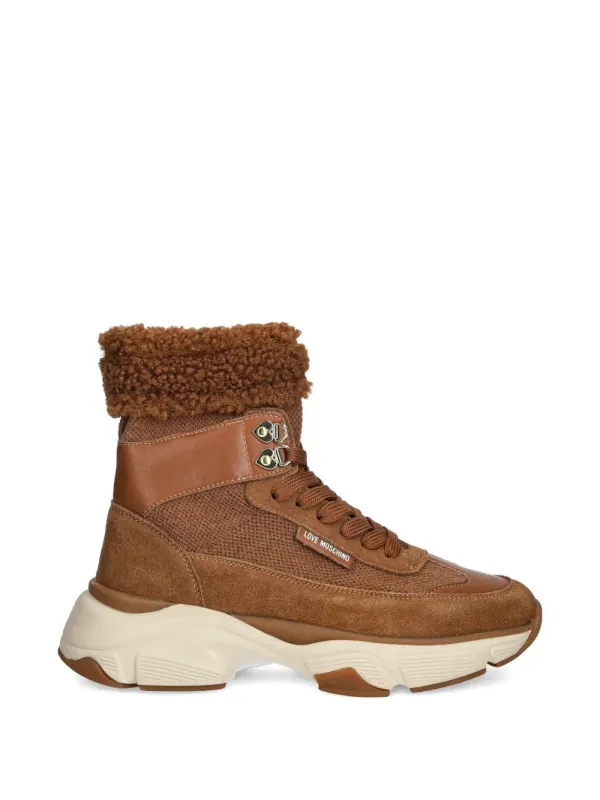 Love Moschino High-Top-Sneakers mit Reißverschluss – Braun (JA15366G0NIY7)