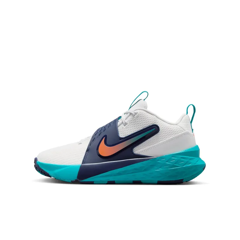 Nike Team Hustle D 12 GS ‘Summit White’ “Summit White / Energy / Midnight Navy / Safety Orange” (HF6279-107)