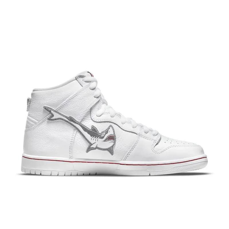 Nike x Oski SB Dunk High Great White Shark – “White / Grey / Red” (DC8908-105)