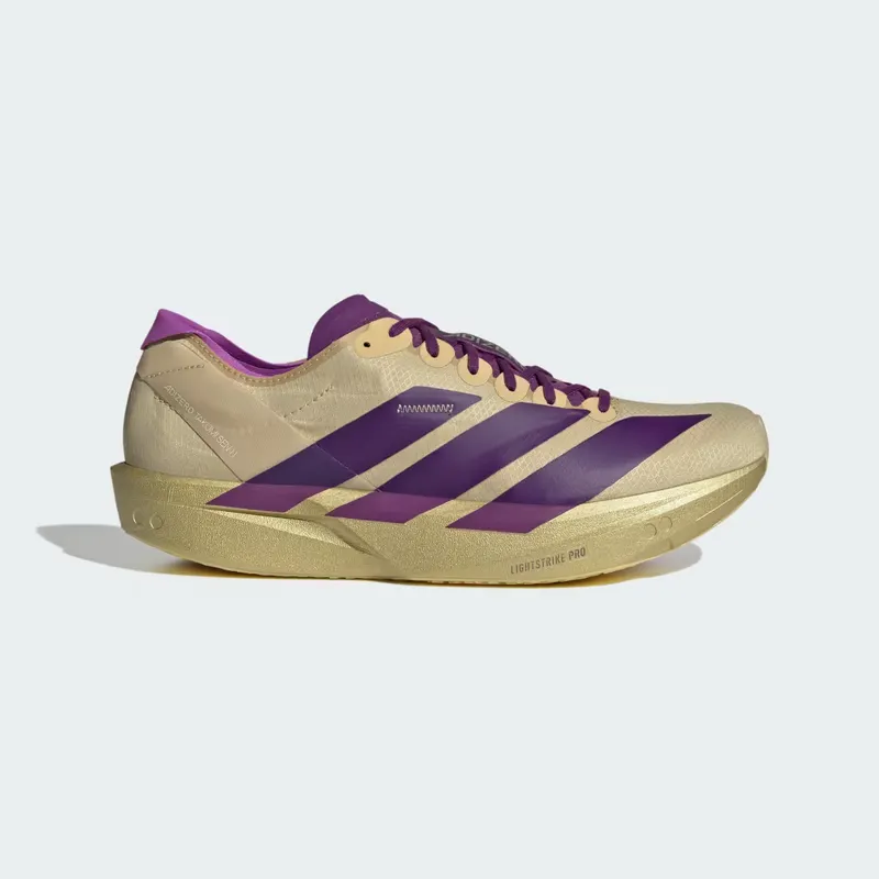 adidas Adizero Takumi Sen 11 “Sand / Rich Purple / Gold Metallic” (JR7417)