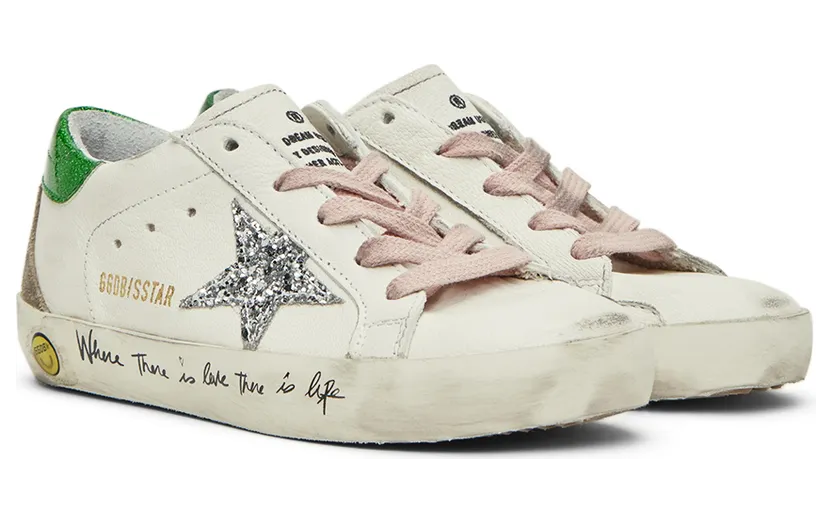 Golden Goose Kids White & Green Super-Star Classic Sneakers (GYF00102.F002838.10979) (4)