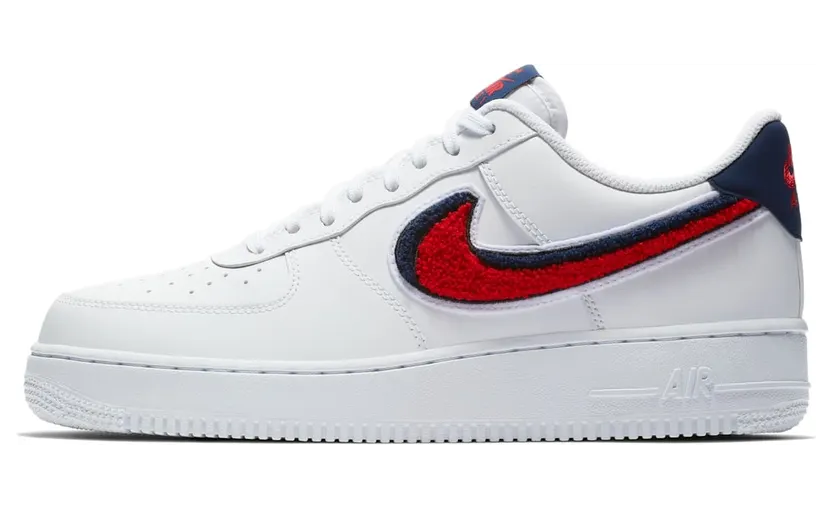 Nike Air Force 1 Low 3D Chenille Swoosh White Red Blue (823511-106)