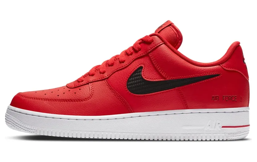 Nike Air Force 1 Low Cut Out Swoosh Red Black (CZ7377-600)