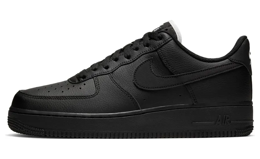 Nike Air Force 1 Low Triple Black (White Tongue)