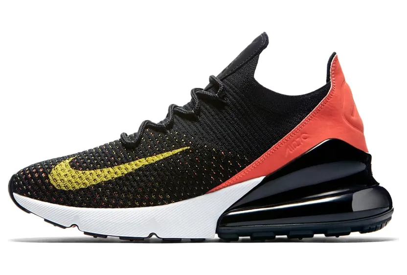 Nike Air Max 270 Flyknit Black Bright Crimson Yellow Strike (W)