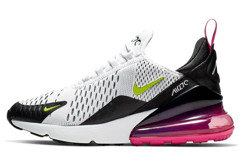 Nike Air Max 270 White Black Laser Fuchsia Volt (GS)