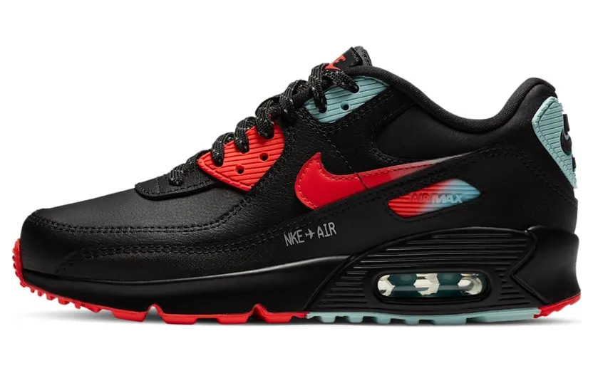 Nike Air Max 90 Black Bright Crimson Glacier Ice (GS)
