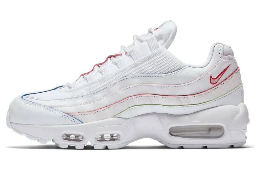 Nike Air Max 95 Triple White (Rainbow Borders) (W)