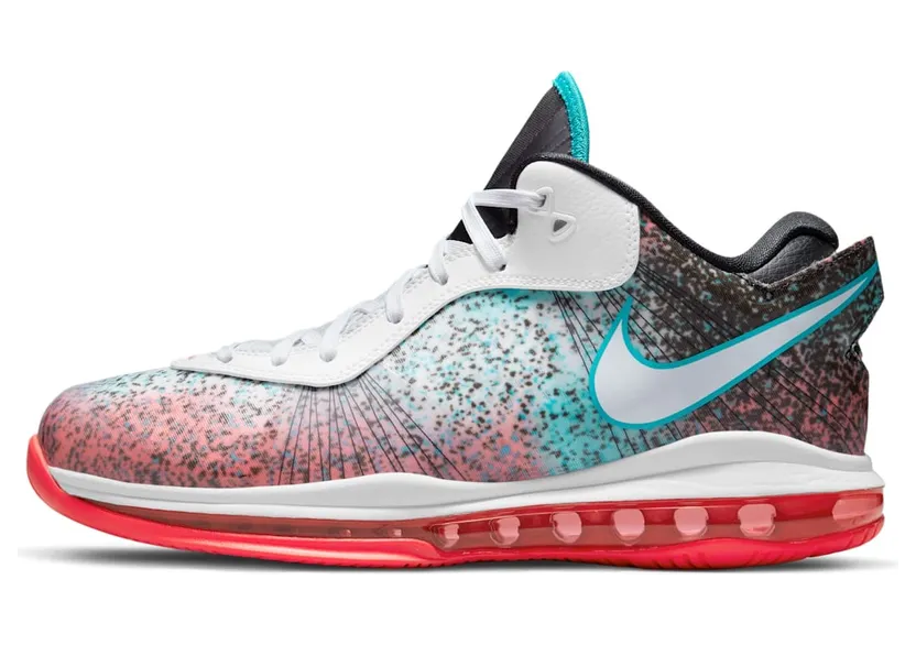 Nike LeBron 8 V2 Low Miami Nights (2021) – “White / Solar Red / Glass Blue / White” (DJ4436-100)
