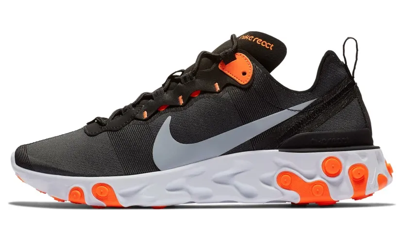 Nike React Element 55 Black Cool Grey Total Orange (BQ6166-006)