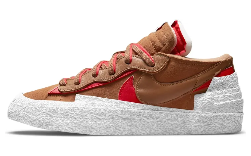 Nike x sacai Blazer Low British Tan (2021) – “Brtitish Tan / White / University Red” (DD1877-200)