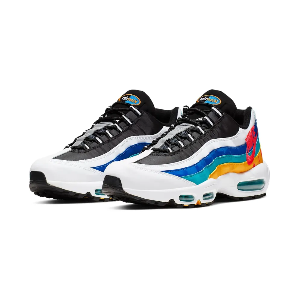 Nike Air Max 95 Windbreaker White/Red Orbit-University Gold-Teal Nebula-Game Royal-Reflect Silver (AJ2018-123)