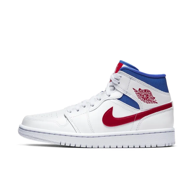 Air Jordan Womens Nike AJ I 1 Mid White ‘Red Royal’ (2020) (BQ6472-164)