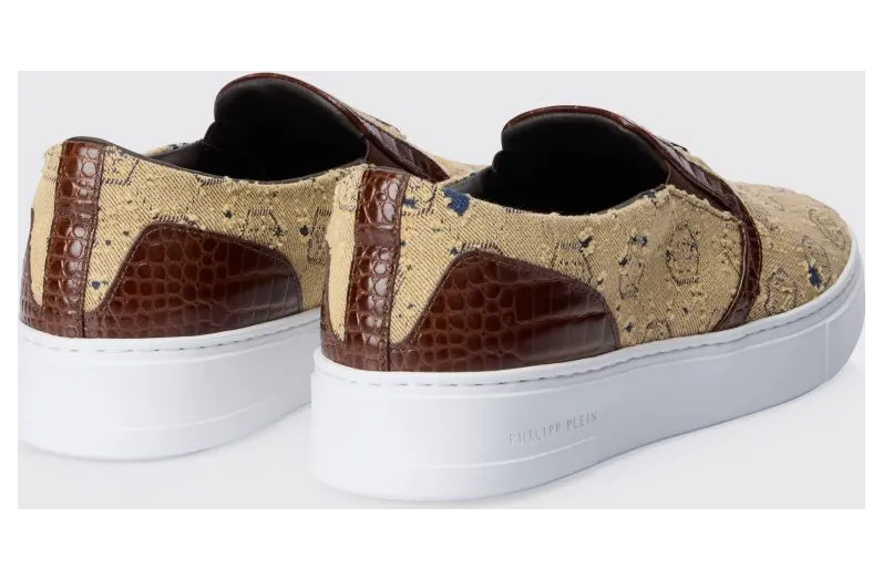 Philipp plein Canvas Sneakers with Hexagon Jacquard Brown (SAFSUSC0919PDE037C04) (2)