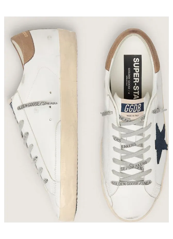 Golden Goose Super-Star In White Leather With Midnight-Blue Canvas Star And Tobacco Leather Heel Tab (GMF00101.F005145.11657) (4)