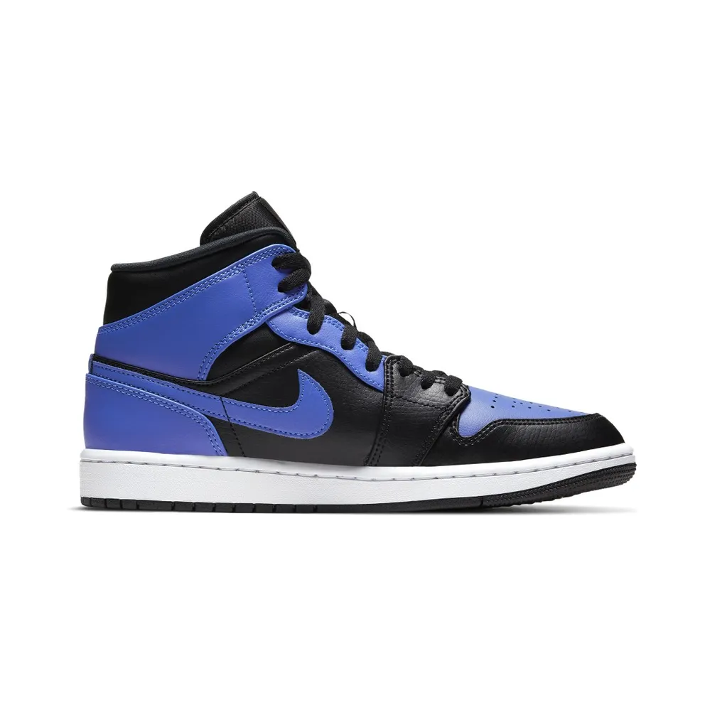 Jordan 1 Mid Black Royal Tumbled Leather Black/Hyper Royal-White (554724-077)