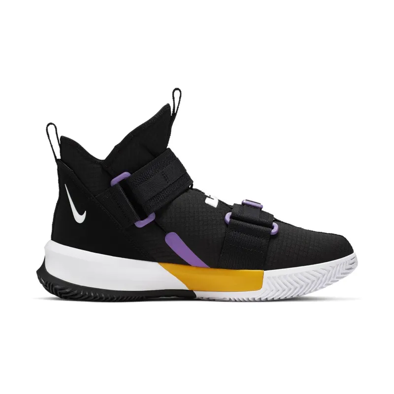 Nike LeBron Soldier 13 Lakers Black/White-University Gold-Bright Violet Style (AR4228-004)