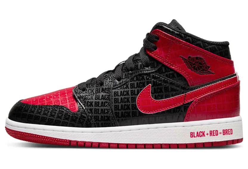 Air Jordan 1 Mid Bred Text (GS) (DM9650-001)