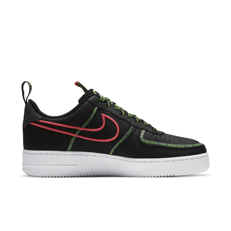 Nike Air Force 1 ’07 Worldwide Black/Flash Crimson/Green Strike (CK7213-001)