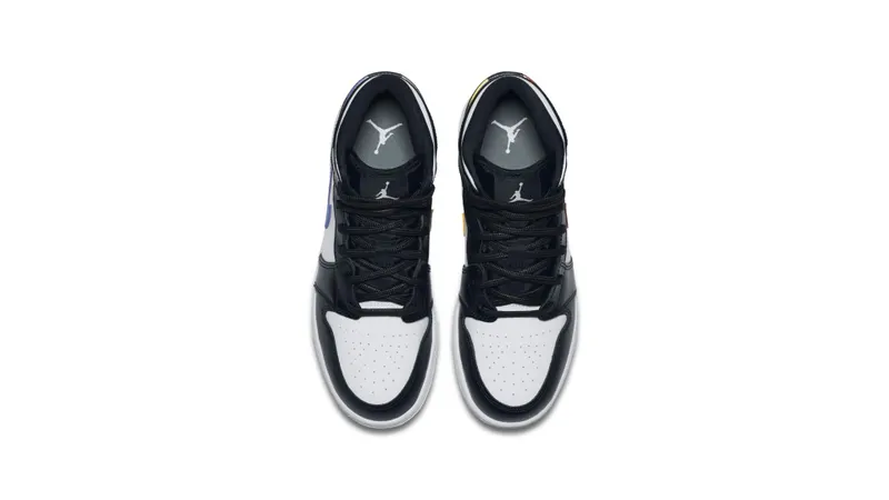 Jordan  1 Mid Multi-Color Swoosh (GS) Black/White-University Red-Tour Yellow (554725-052)