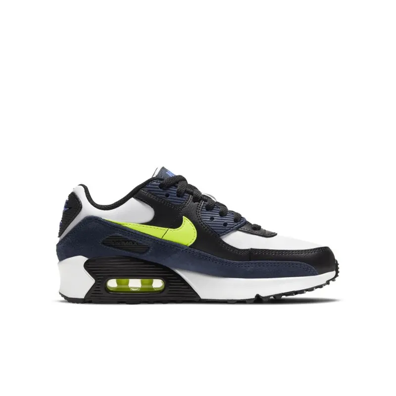Nike Air Max 90 Leather Midnight Navy Volt (GS) (CD6864-401)