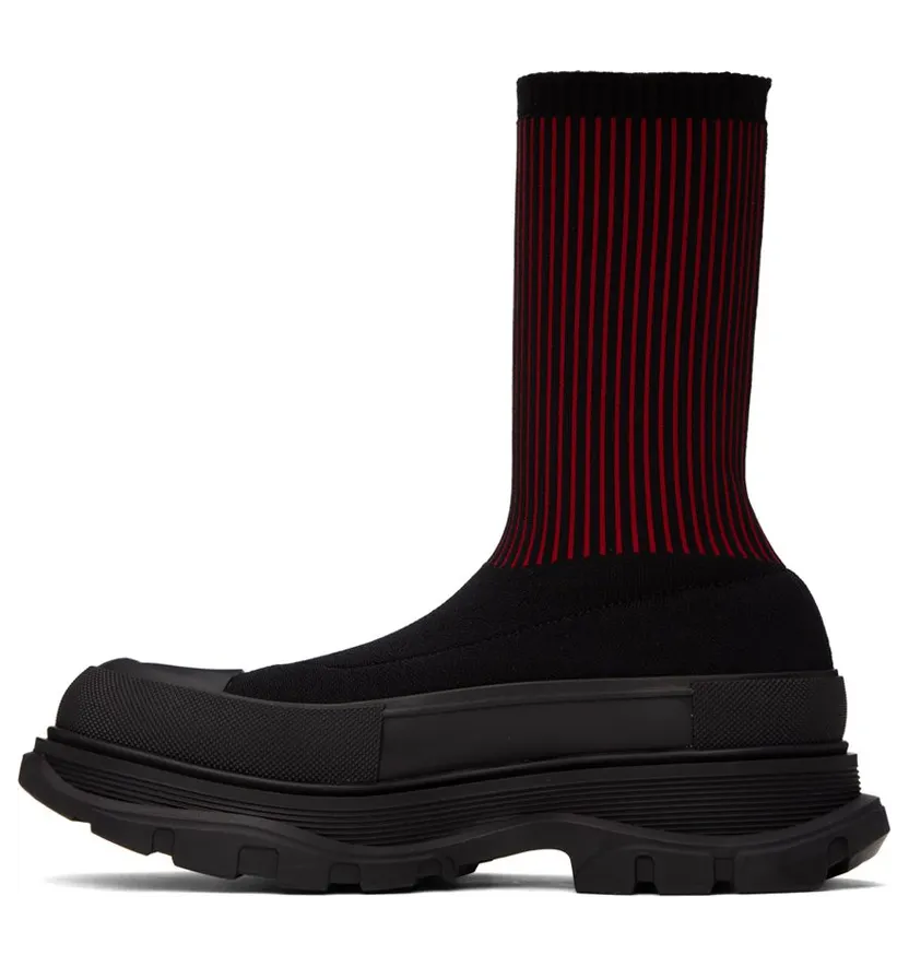 Alexander McQueen Black & Red Graffiti Tread Slick High-Top 1550 BLK/WEL.RED/WHI (705671W4UD1) (3)