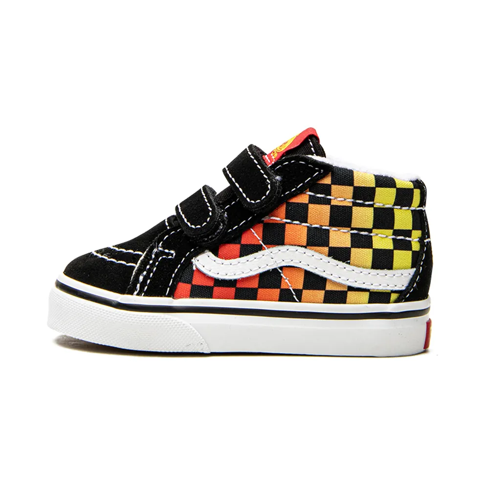 VANS Flame Logo Repeat Sk8-mid Reissue Velcro Toddler Shoes Black (VN0A5DXDABX)