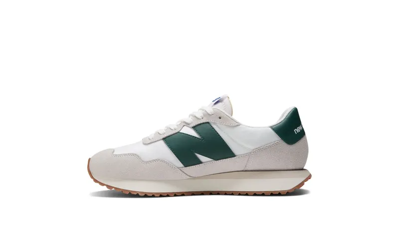 New Balance White & Green 237 Sneakers (MS237RF)
