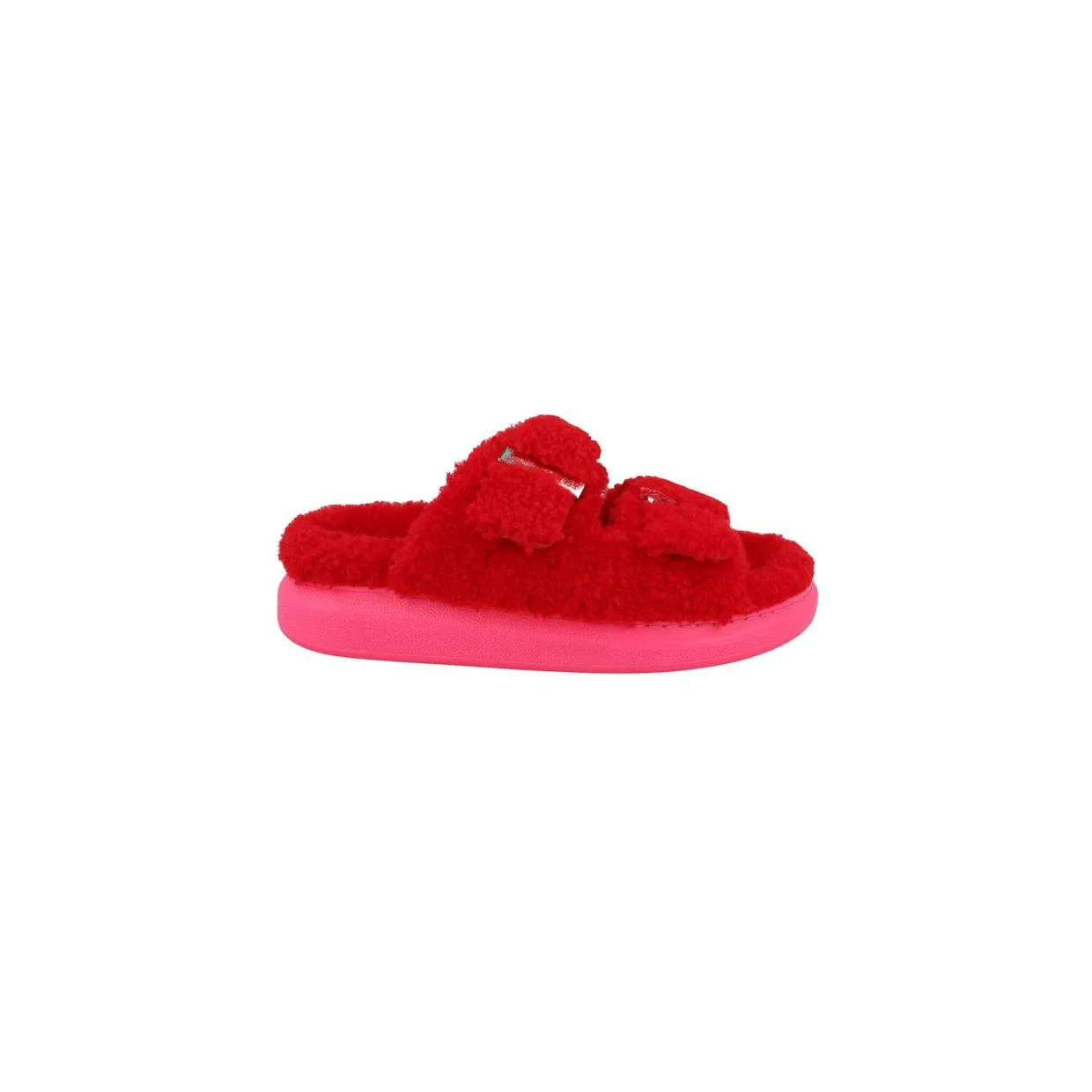 Alexander McQueen Shearling Slides Red Pink (676731WLEK36498)