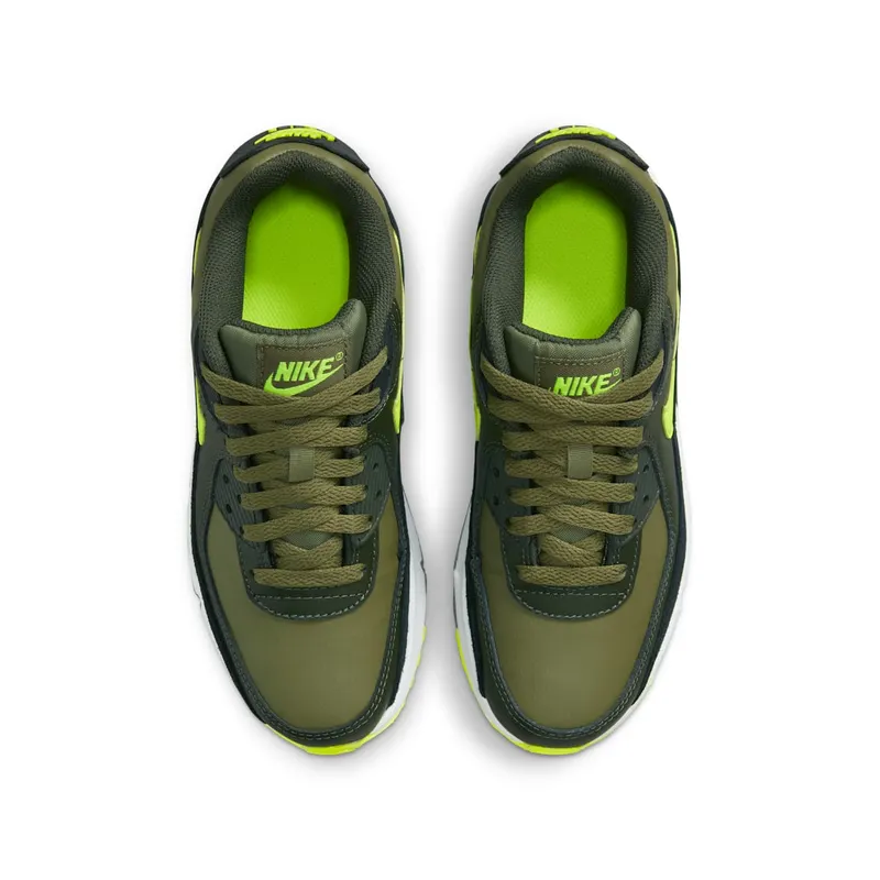 Nike Air Max 90 Leather GS “Medium Olive Volt” (DV3607-200)