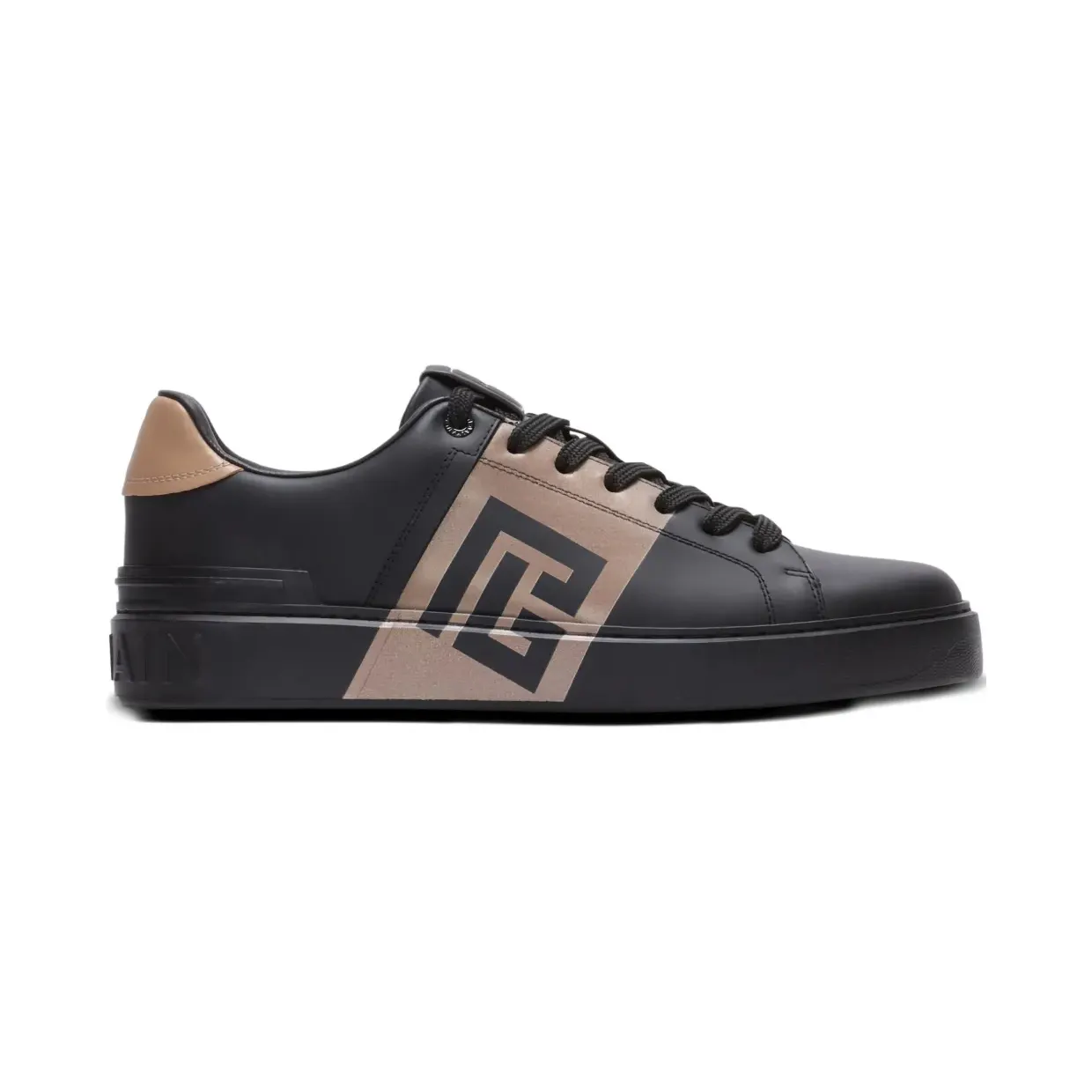 Balmain B-Court van kalfsleer met logodetail “Black” (FM0VI288LOBP)