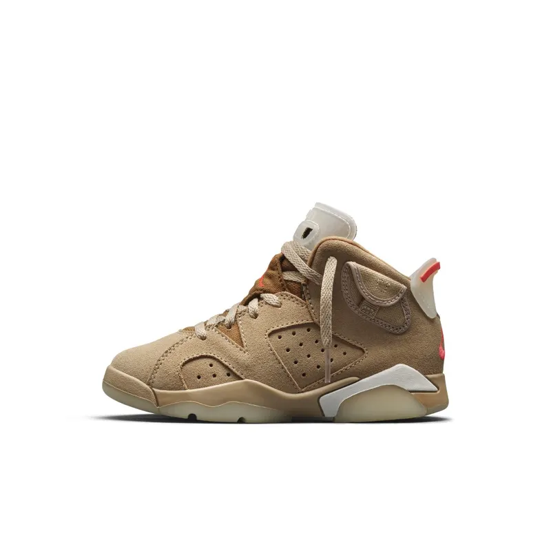 Air Jordan x Travis Scott 6 Retro British Khaki (PS) (2021) – “British Khaki / Sail / Bright Crimson” (DH0693-200)