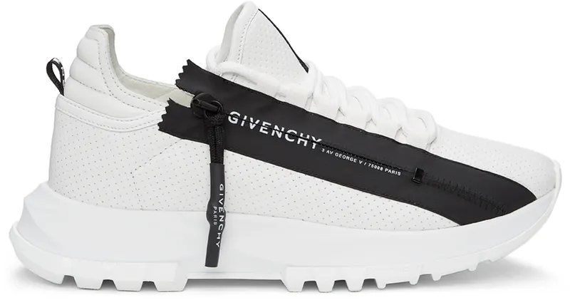 Givenchy White Perforated Leather Spectre Runner Zip Low Sneakers (BE0019E0SV116)