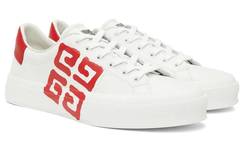 Givenchy White & Red City Sport 4G Sneakers (BH005VH19M112) (4)