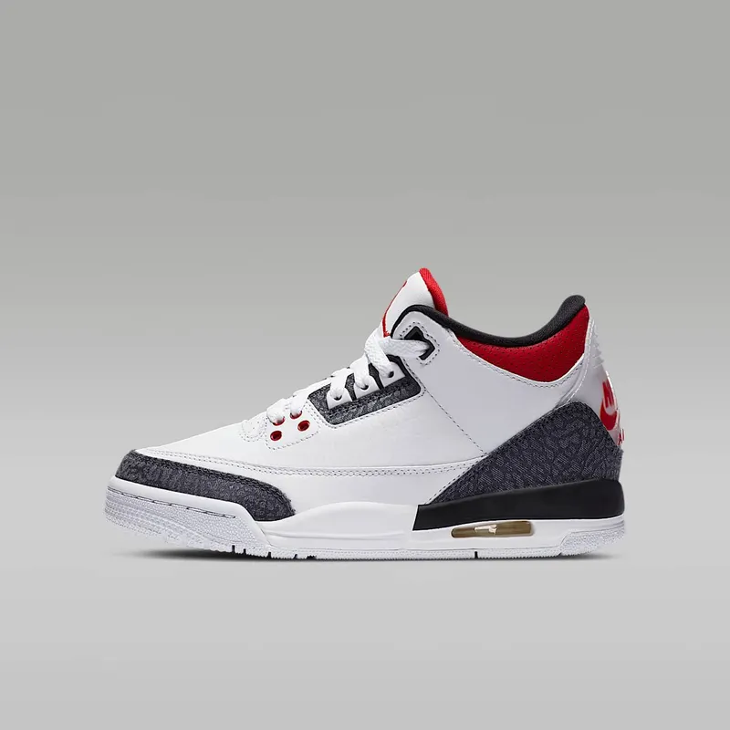 Jordan 3 Retro SE Fire Red Denim (GS) White/Fire Red-Black (CZ6634-100)