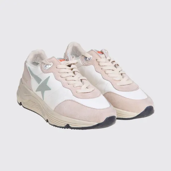 Golden goose Running Sole Smooth and Suede Calfskin Sneakers with Logo White (GWF00215F00473982355)