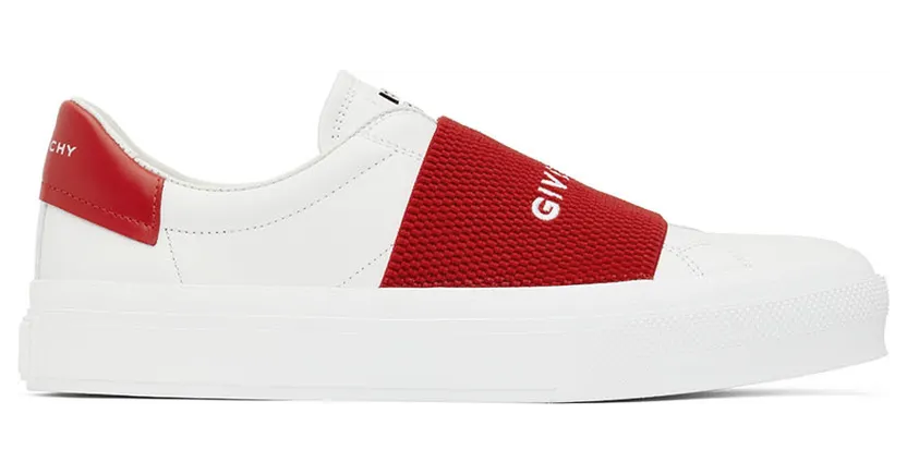 Givenchy White & Red City Sport Low-Top Sneakers (BH005XH19R112)