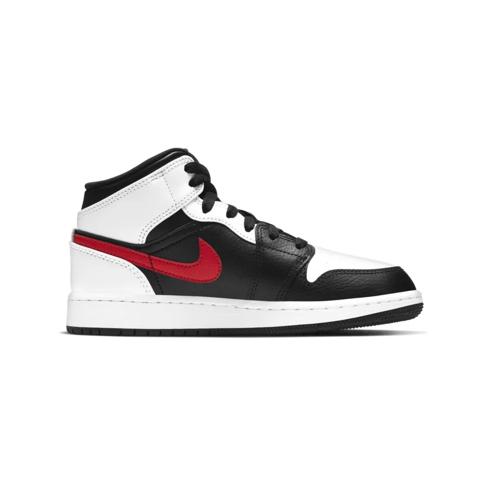 Jordan 1 Mid White Black Chile Red (GS) White/Black-Chile Red (554725-075)