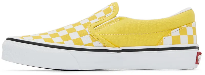 Vans Kids Yellow & White Checkerboard Classic Slip-On Little Kids (VN0A7Q5GABP1)
