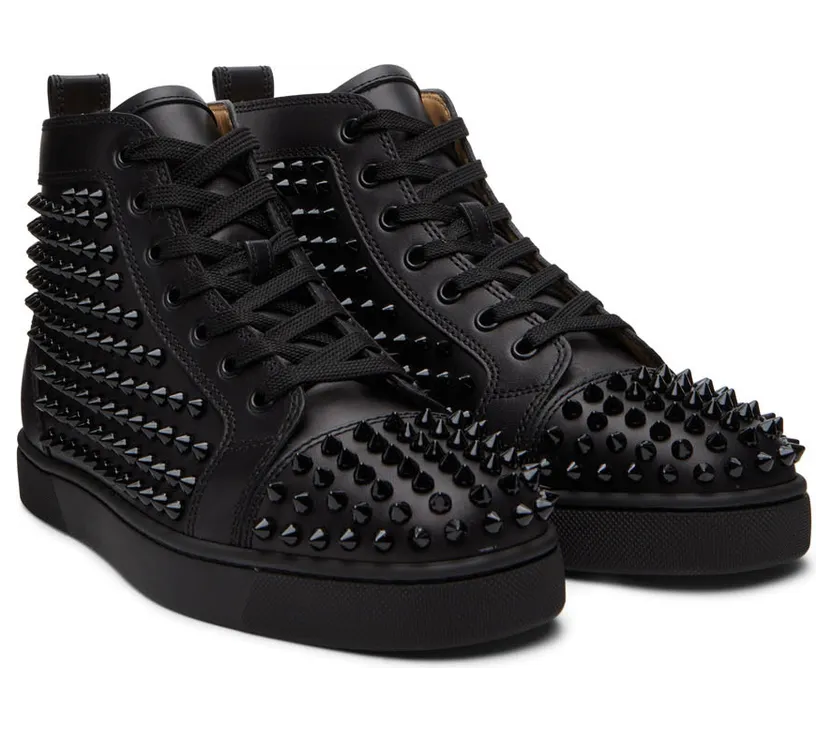 Christian Louboutin Black Louis Spikes High-Top Sneakers (1101083) (4)