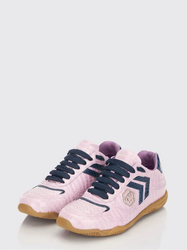 Philipp plein Pit-$top Crocodile Print Leather Sneakers Fuchsia (SAFSUSC0907PLE010N03)