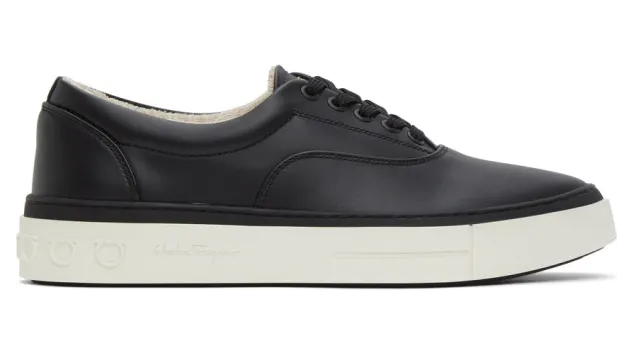 Salvatore Ferragamo Black Leather Ripley Sneakers (02C585 0735350)