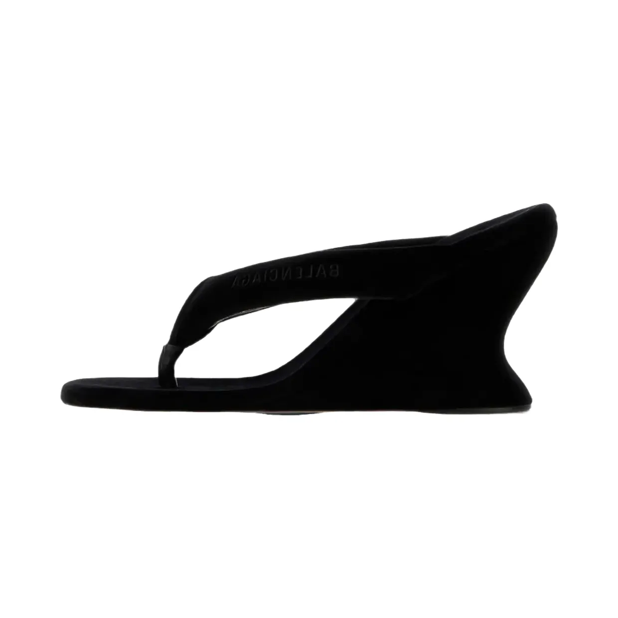 Balenciaga Velvet Geata Wedge Thong Sandal Black (876727-WCDQ0-1000) (3)